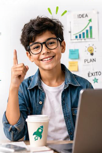 Joven emprendedor desarrollando una idea